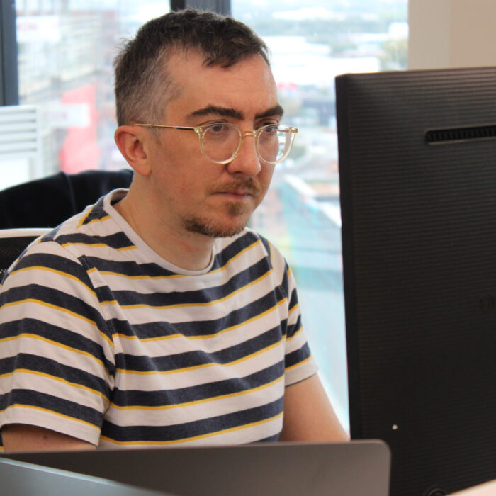 man working on computer